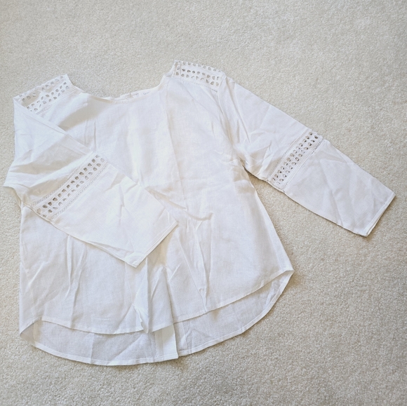 LAST CALL🍂 Sigrid Olsen linen rayon button back top blouse - Picture 1 of 14